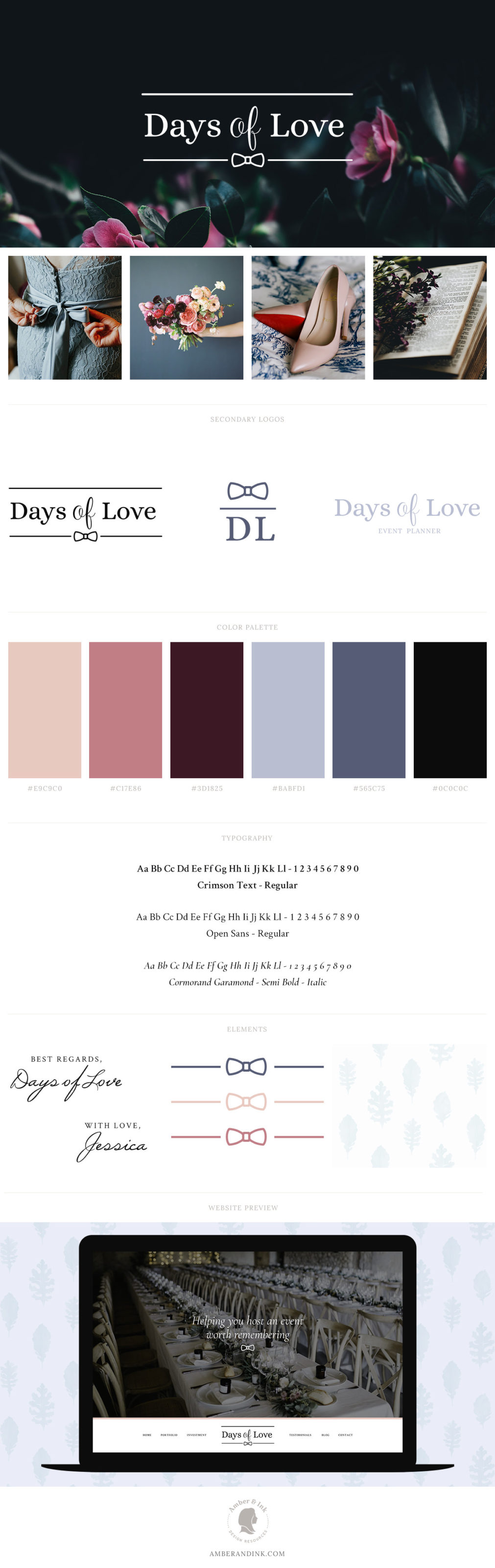 Classy and simple branding board template for visual identity designers