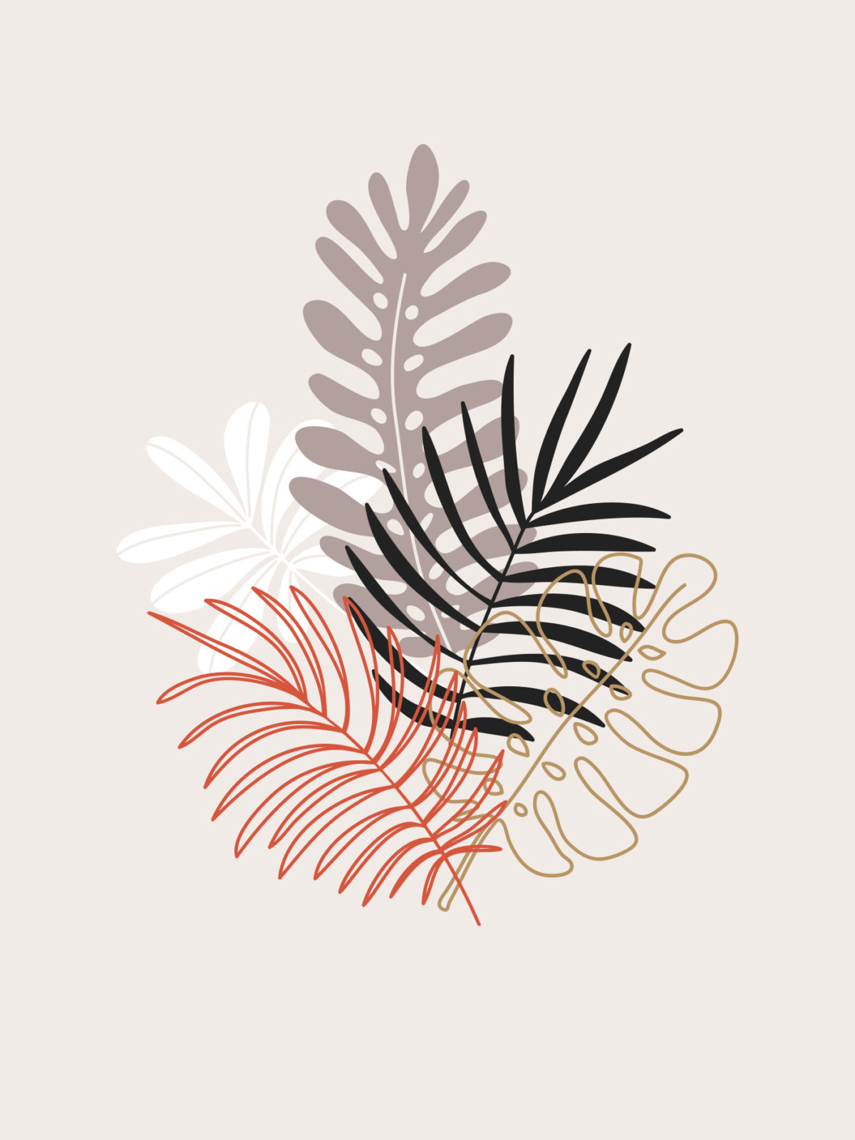 Tropical leaves illustration.